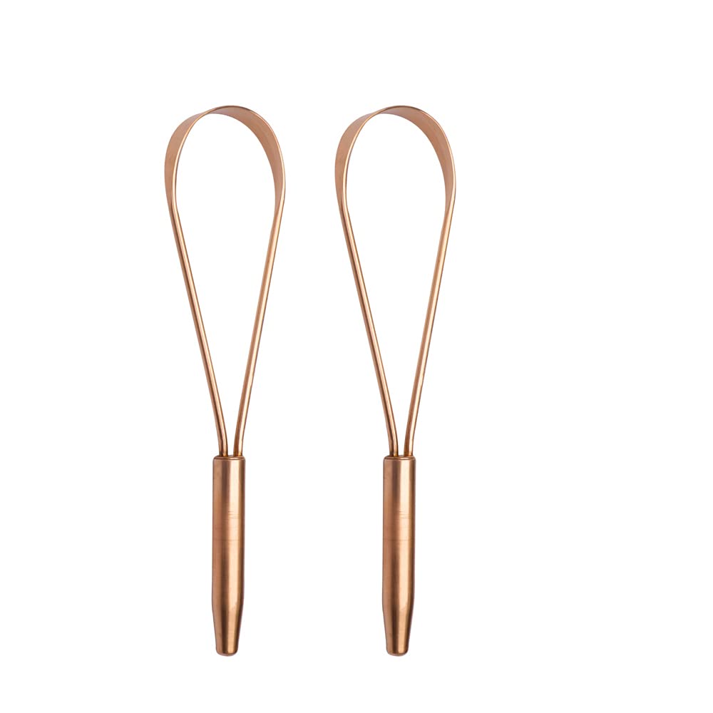 HealthAndYoga™ qLoop Copper Tongue Cleaner - Easy One Hand Use - Larger Surface Coverage - Ayurvedic Copper Health for Fresh Breath and Total Oral Hygiene (Single)