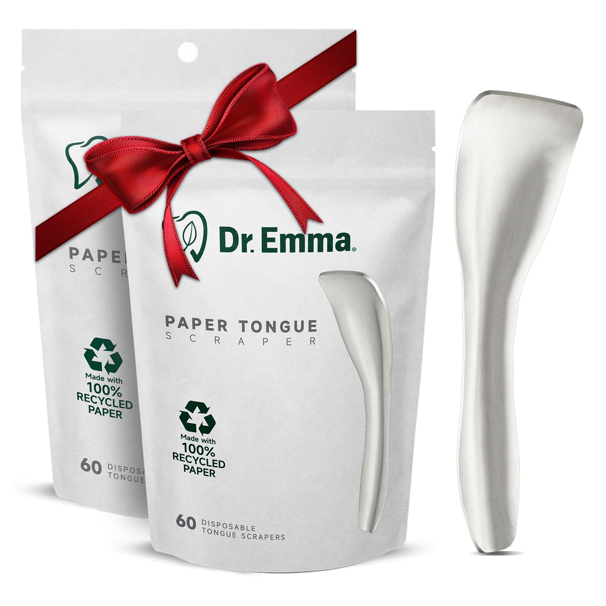 Dr. Emma Tongue Scraper, Disposable Tongue Cleaner for Adults, Paper Hygienic Scraper, Clean Tongue, Promote Fresh Breath, 60 Count (Pack of 1)