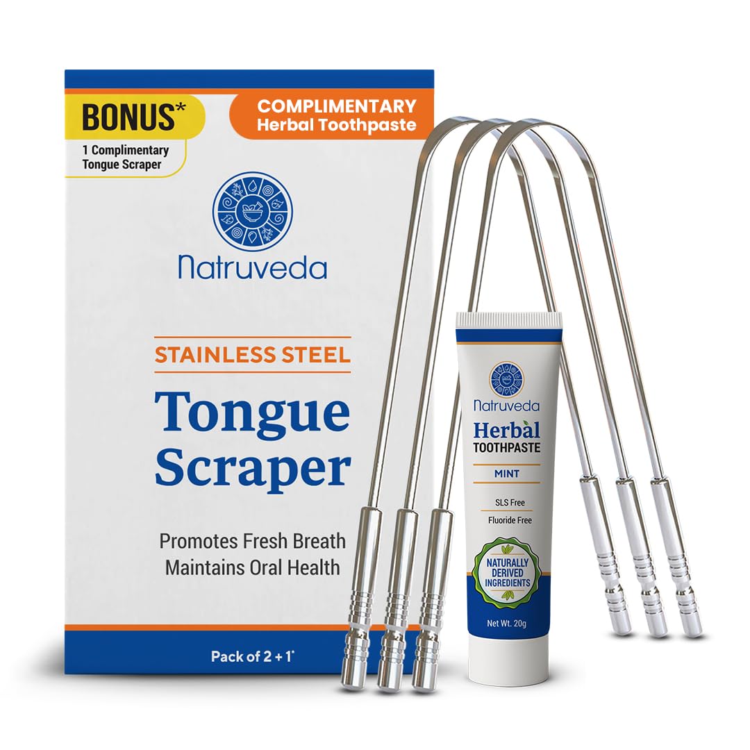 Natruveda Pure Copper Tongue Scraper for Adults and Kids - 4 Pack Premium Ayurvedic Metal Tongue Cleaner Set, Fresh Breath Hygiene Support, Travel-Friendly, USA-Based Seller