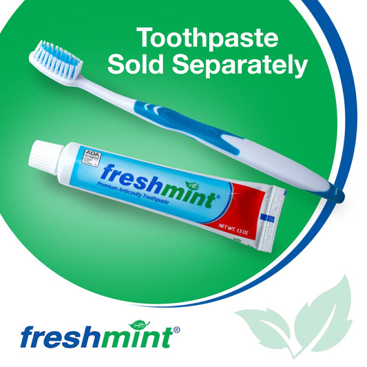 FRESHMINT Individually Wrapped Bulk Premium Toothbrushes (100 Pack), Oversized Easy Grip Handle, Soft Multi Color Nylon Bristles Perfect for Travel, Hotel, Donation. Toothpaste Sold Separately.