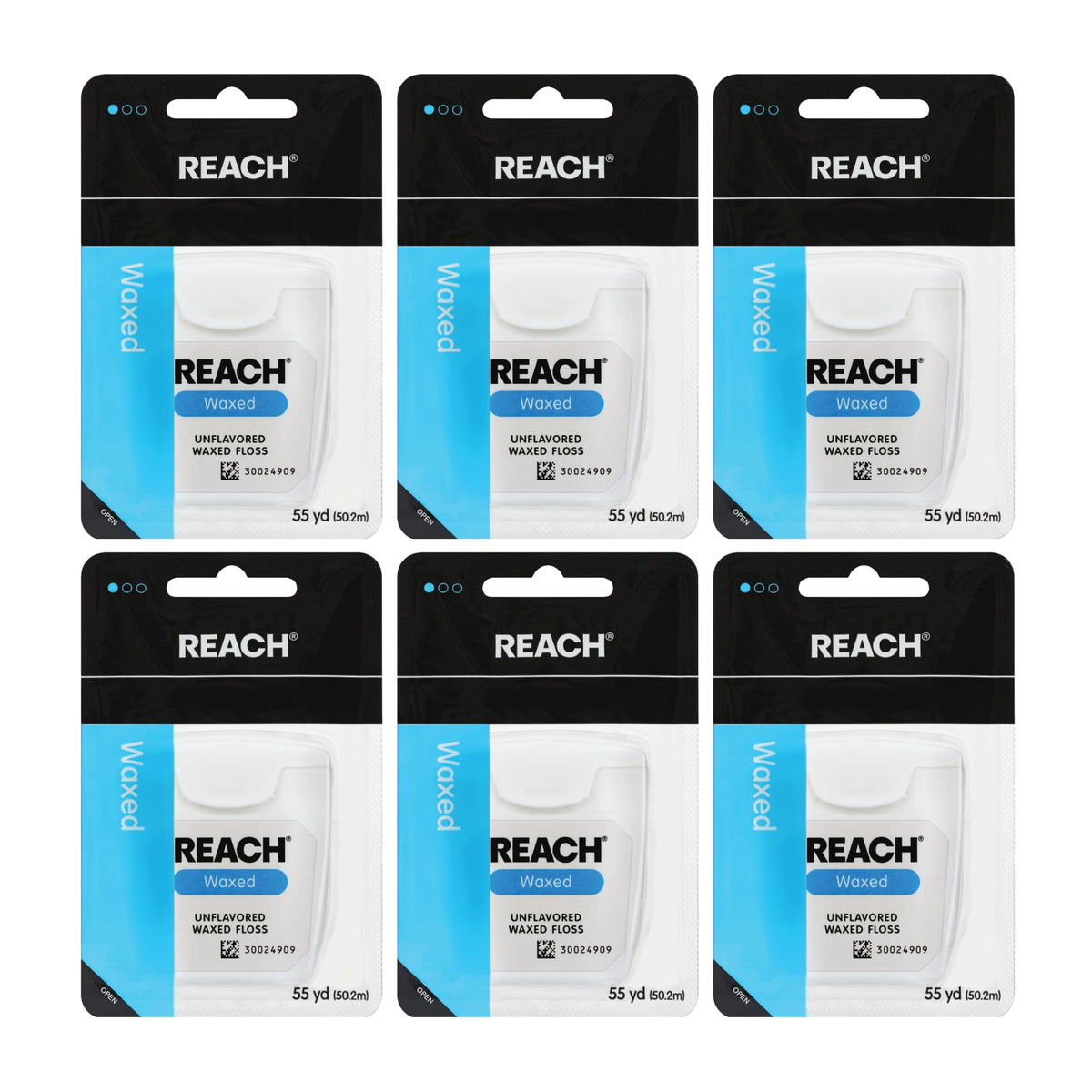 REACH Waxed Dental Floss,Unflavored, Plaque Remover for Teeth, Shred Resistant, Floss Slides Smoothly, Easy to Use, Waxed, Deep Cleaning Teeth, Oral Care, PFAS Free, for Adults & Kids, 1 Pack, 55 yd