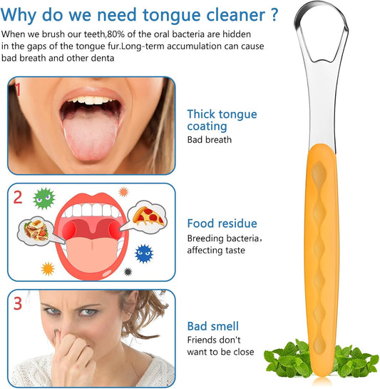 4 Pcs Tongue Scraper Cleaner Adults Kids,Purple, Orange, Blue and Green