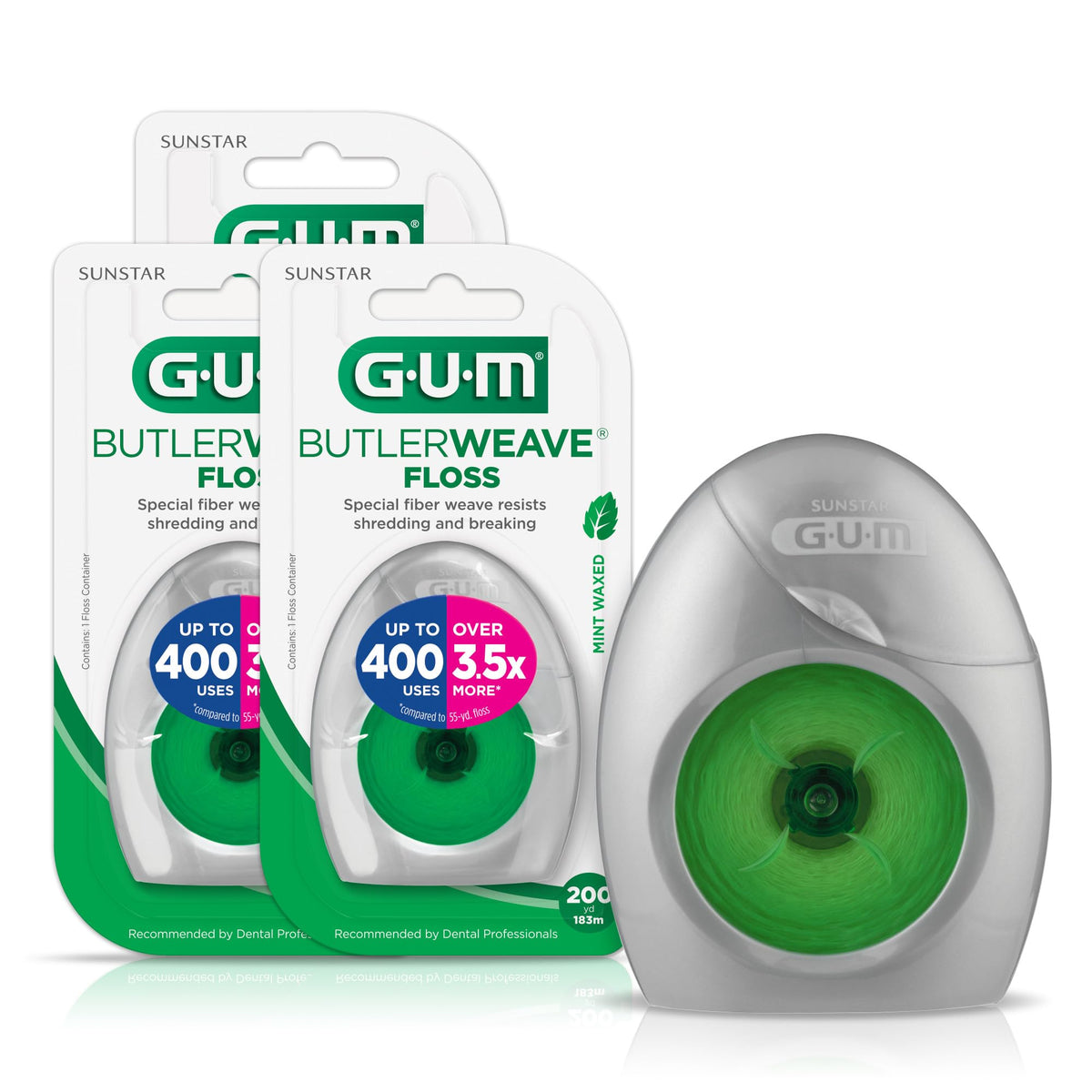 GUM ButlerWeave Woven Dental Floss, Mint Waxed, 1 Count