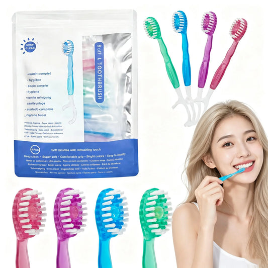 【For Date Nights】26/52 PCS Disposable Toothbrushes，5-in-1 Mini Brushes with Toothpaste & Toothpick, Individually Wrapped, 4 Flavors On-The-Go Toothbrush for Work Travel