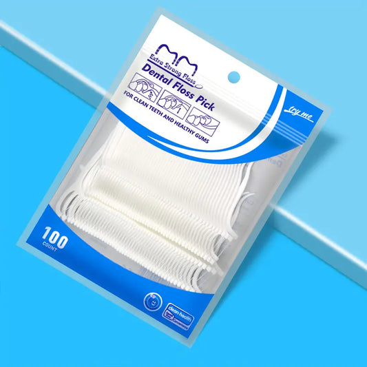 Fragrance-Free Durable Dental Floss Picks, 6-Pack Tooth Flossers (100 Counts Each, 600 Total) Disposable High-Toughness Floss Picks for Teeth, Gum Health Oral Care