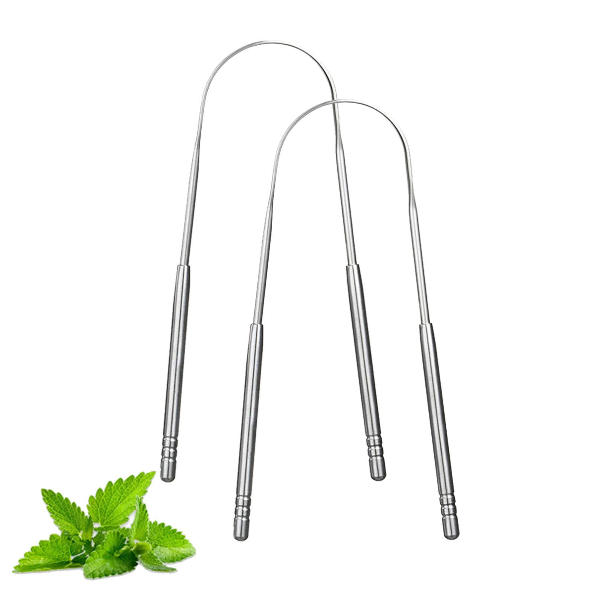 2 Pack Tongue Scraper for Adults, Stainless Steel Tongue Cleaners
