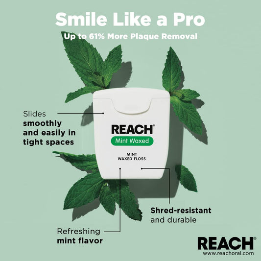 REACH Mint Waxed Floss 200 Yards 7200 Inch (Pack of 4)