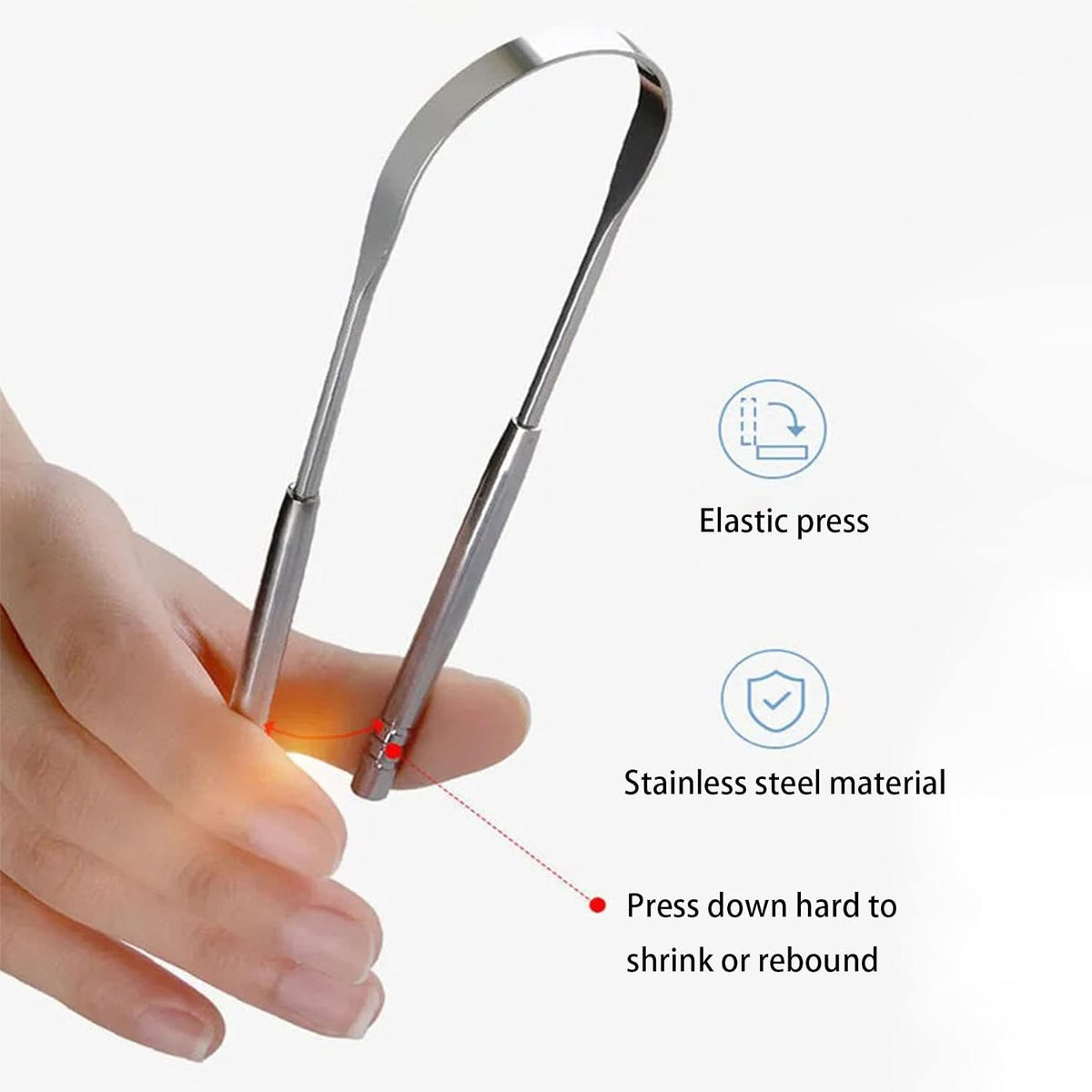 2 Pack Tongue Scraper for Adults, Stainless Steel Tongue Cleaners