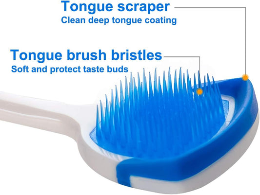 Tongue Brush, Tongue Scraper, Tongue Cleaner Helps Fight Bad Breath, 4 Tongue Scrapers, 4 Pack (Blue&Green&Orange&Red)