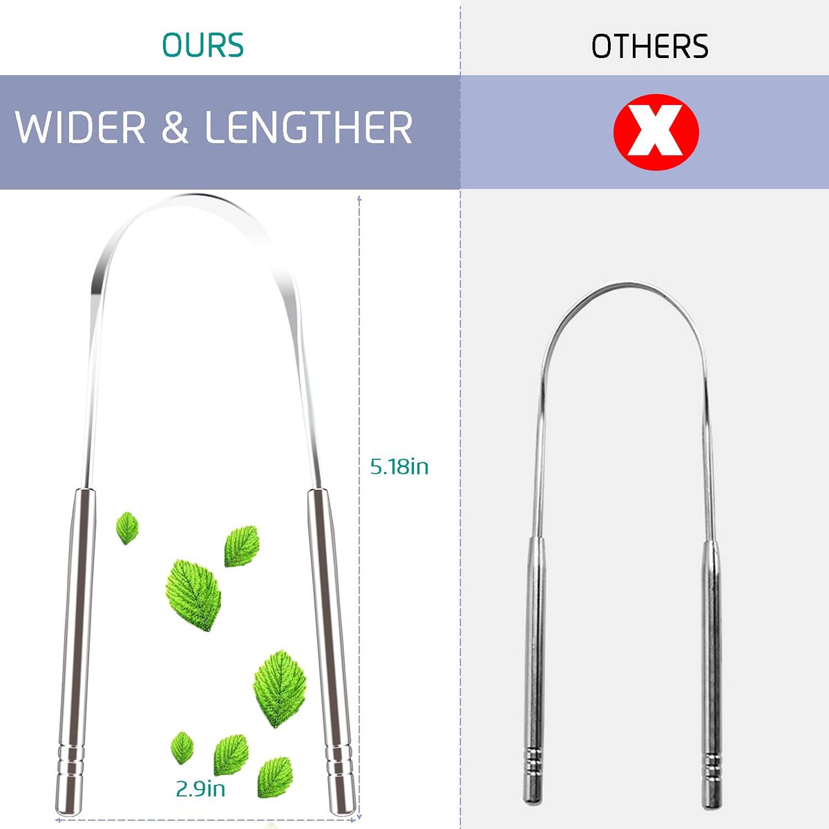 4PCS Tongue Scraper, Stainless Steel Tongue Cleaners, 100% BPA Free Fresher Tongue Tools, Healthy Oral Hygiene Brushes, Medical Grade Reusable Stainless Steel, Eliminate Bad Breath