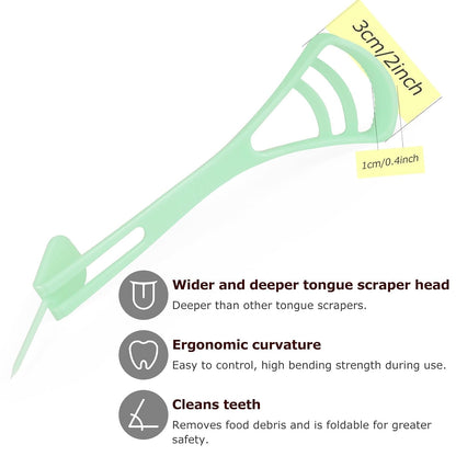 100 Counts Disposable Tongue Scraper with Dental Picks