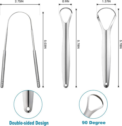 3 PCS Metal Tongue Scraper, Tongue Scrapers for Adults, Stainless Steel Tounge Scrappers, Tounge Scraper, Portable Tongue Scrappers YLYL