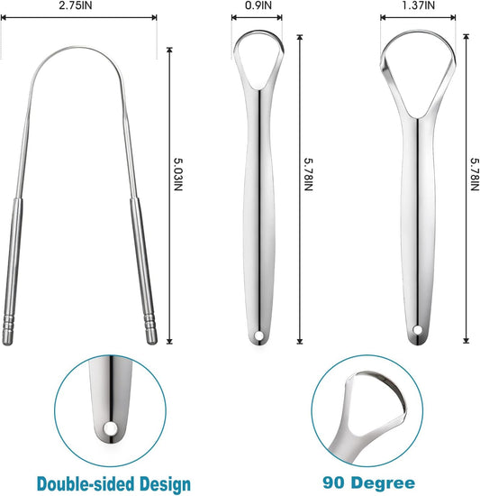 3 PCS Metal Tongue Scraper, Tongue Scrapers for Adults, Stainless Steel Tounge Scrappers, Tounge Scraper, Portable Tongue Scrappers YLYL