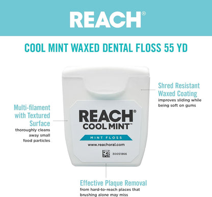 REACH Dental Floss, Cool Mint, 6 Count