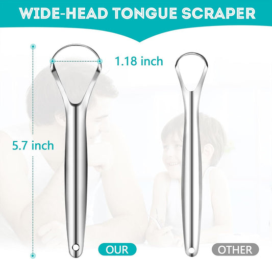 EZ COZY 2 Pack Tongue Scraper for Adults, Reduce Bad Breath, Tongue Cleaner with Travel Case, Stainless Steel Tongue Scrapers, Tongue Brush, Tongue Scrubber for Oral Care & Hygiene