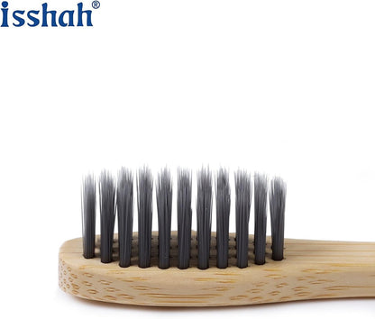 Isshah Biodegradable Bamboo Charcoal Toothbrush - 12 Pack - FSC Certified