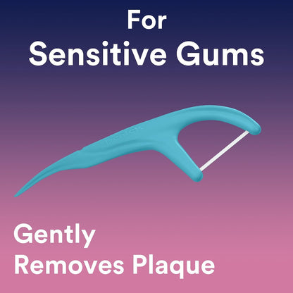 DenTek Comfort Clean Sensitive Gums Floss Picks, Soft & Silky Ribbon, 150 Count, 6 Pack (Blue)