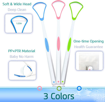 4PCS Tongue Scraper, Stainless Steel Tongue Cleaners, 100% BPA Free Fresher Tongue Tools, Healthy Oral Hygiene Brushes, Medical Grade Reusable Stainless Steel, Eliminate Bad Breath