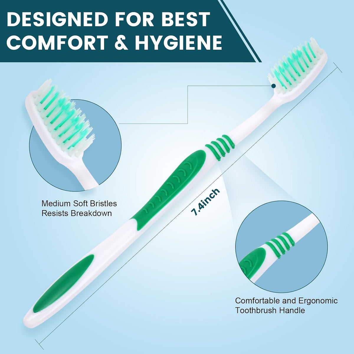Navona 150 PCS Premium Individually Wrapped Bulk Toothbrush Pack, Disposable Toothbrushes, Kids Toothbrush, Medium Soft Bristle Toothbrushes, Ergonomics Handle, Perfect for Travel Hotel Donation