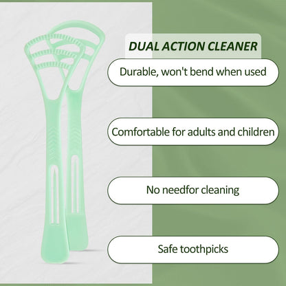 100 Counts Disposable Tongue Scraper with Dental Picks