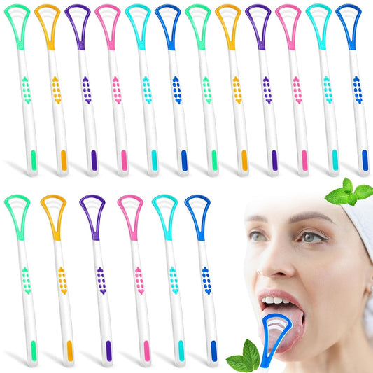 Yinkin 18 Pcs Tongue Scraper for Adults, Scraper Cleaner