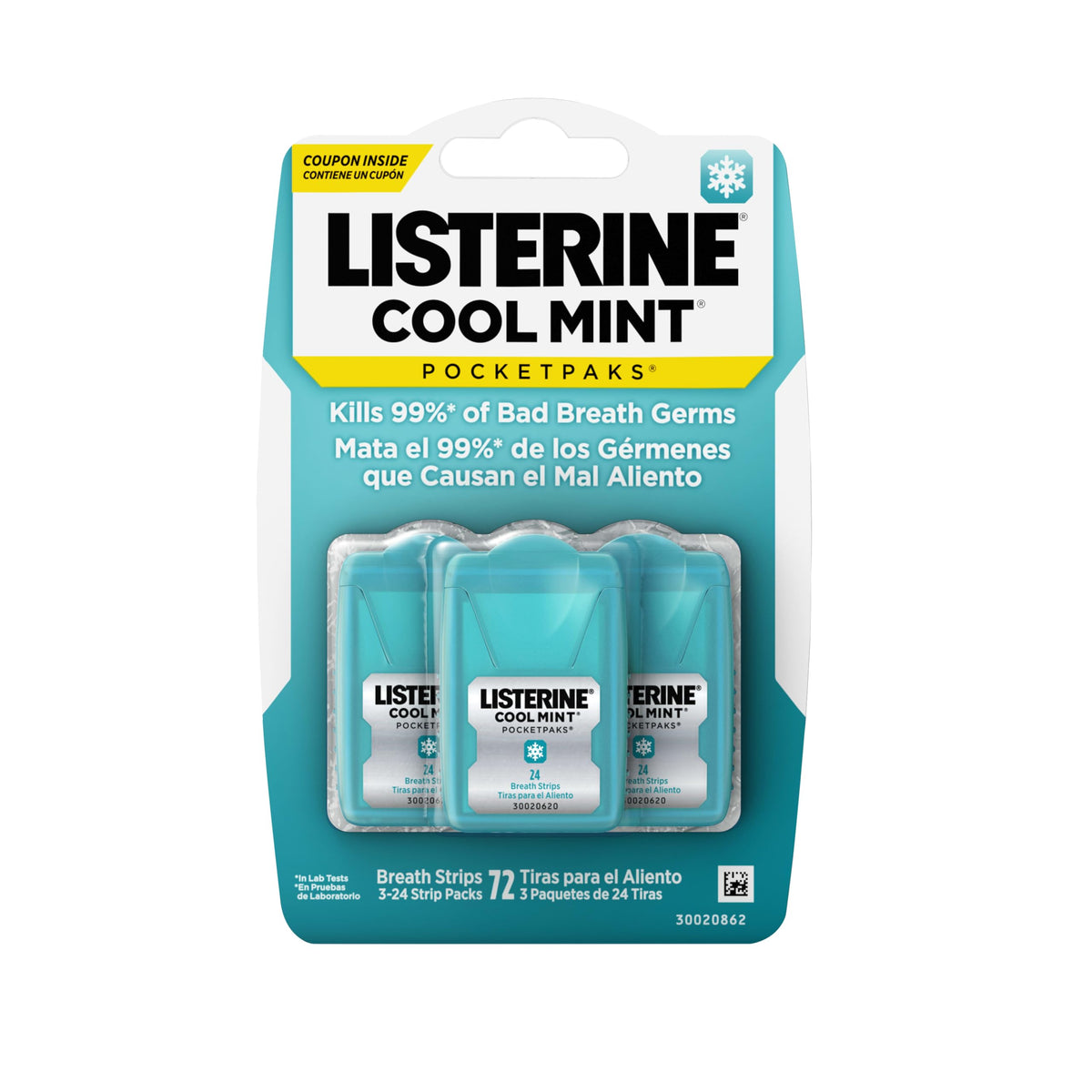 Listerine PocketPaks Breath Strips, Cool Mint, 24-Strip Pack, 3 Pack