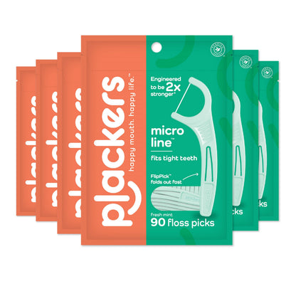 Plackers Micro Line Floss Picks, Intense Mint, 300 Count
