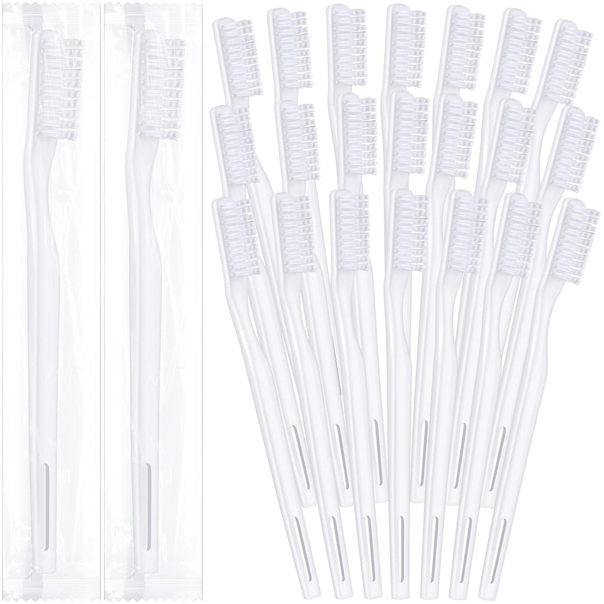 Chengu 200 Pcs Individually Wrapped Bulk Toothbrush, Disposable Toothbrush