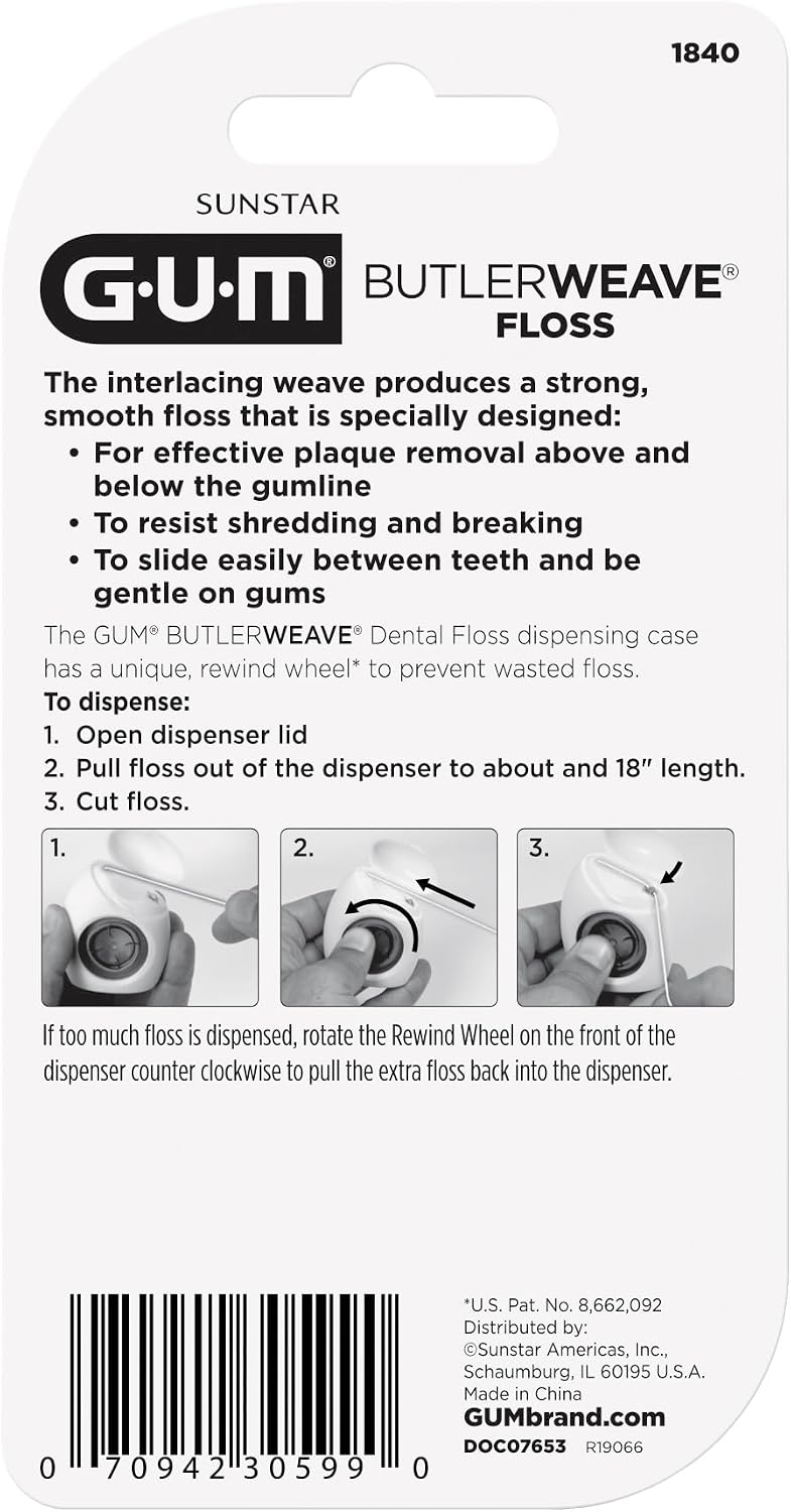 GUM ButlerWeave Woven Dental Floss, Mint Waxed, 1 Count