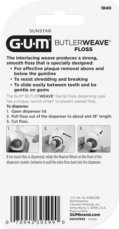 GUM ButlerWeave Woven Dental Floss, Mint Waxed, 1 Count