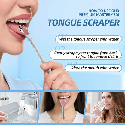 6 Pack Tongue Scraper for Adults - Reusable & Easy to Clean Tongue Scrubber with Travel Case - Medical-Grade 100% Stainless Steel Tongue Cleaner for Fresh Breath & Oral Care & Hygiene