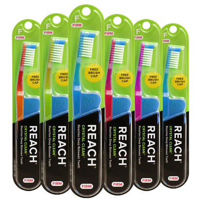 Reach Crystal Clean Medium Bristle Toothbrushes, 6 Pack