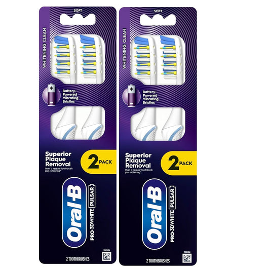 Oral-B Pulsar Vibrating Bristles Toothbrush, Soft, 4 Pack (Colors May Vary)