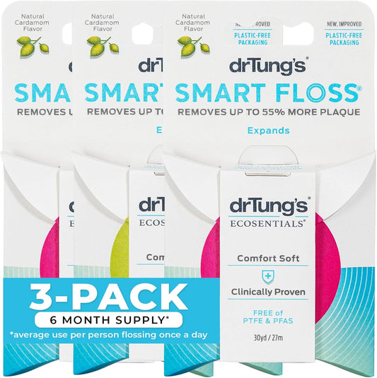 DrTung's Smart Floss - Natural Dental Floss, Cardamom Flavor - Pack of 3