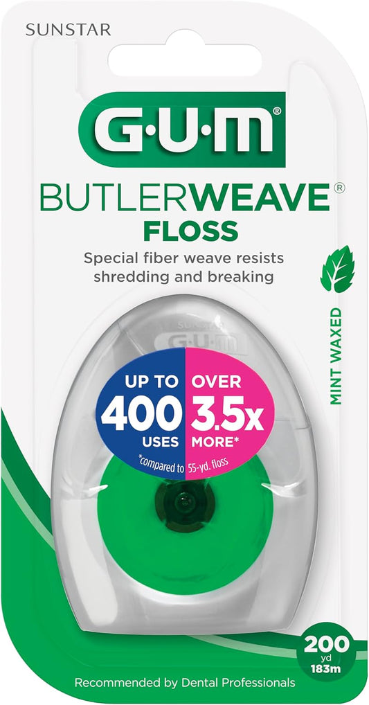 GUM ButlerWeave Woven Dental Floss, Mint Waxed, 1 Count (3 Pack)
