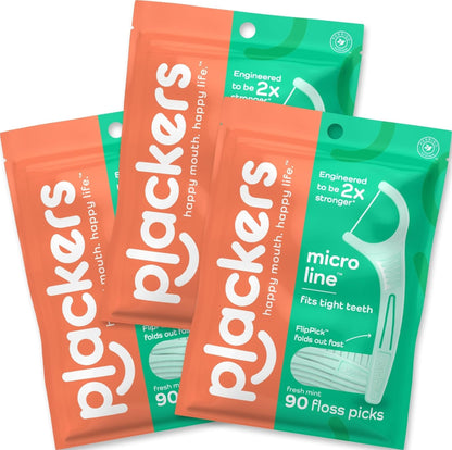 Plackers Micro Line Floss Picks, Intense Mint, 300 Count