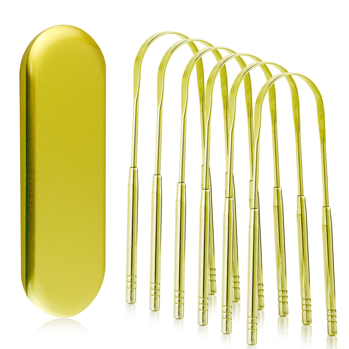 6 Pack Tongue Scraper for Adults - Reusable & Easy to Clean Tongue Scrubber with Travel Case - Medical-Grade 100% Stainless Steel Tongue Cleaner for Fresh Breath & Oral Care & Hygiene