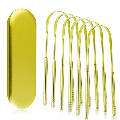 6 Pack Tongue Scraper for Adults - Reusable & Easy to Clean Tongue Scrubber with Travel Case - Medical-Grade 100% Stainless Steel Tongue Cleaner for Fresh Breath & Oral Care & Hygiene