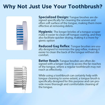 6 Pack Tongue Brush, Tongue Cleaner for Adults & Kids, Tongue Scraper Brush