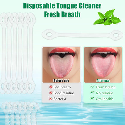 25 Count Disposable Tongue Scraper, Plastic Tongue Cleaner for Adults Kids