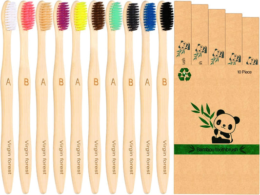 Virgin Forest Bamboo Toothbrushes 10pk, Soft BPA Free Biodegradable