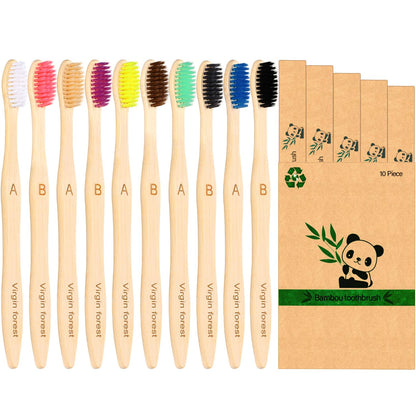 Virgin Forest Bamboo Toothbrushes 10pk, Soft BPA Free Biodegradable
