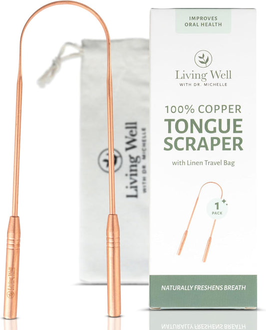 Living Well with Dr. Michelle Copper Tongue Scraper for Adults & Kids
