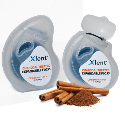 XLENT Expandable Charcoal Dental Floss, Refillable, Mint, 328ft, 2-Pack