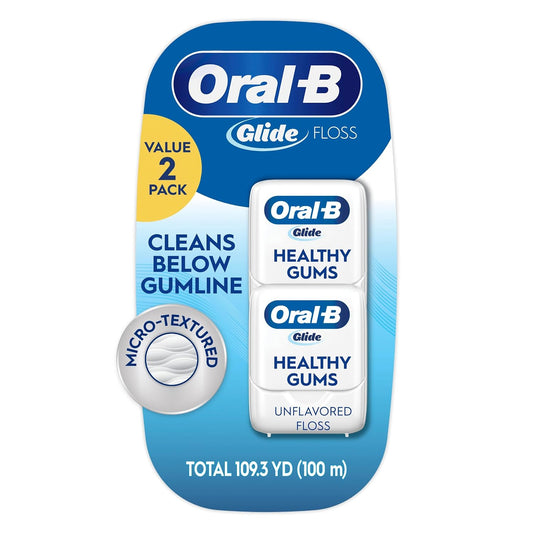 Oral-B Glide Healthy Gums Unflavored Dental Floss, Value 2 Pack (50m Each)