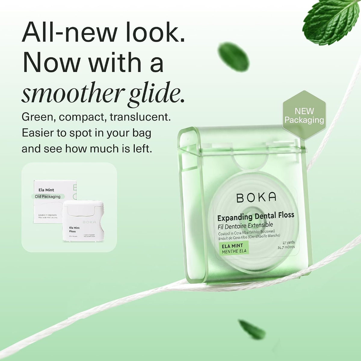 Boka Ela Mint Expanding Waxed Dental Floss - 27 Yds (1 Pack)