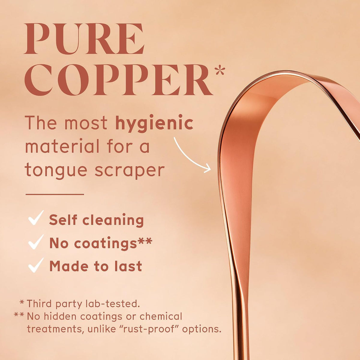 Arista Copper Tongue Scraper for Adults & Kids – 100% Pure Copper Tongue Cleaner – Extreme Bad Breath Treatment for Adults, Oral Detox & Hygiene – 1 Pack with Travel Pouch