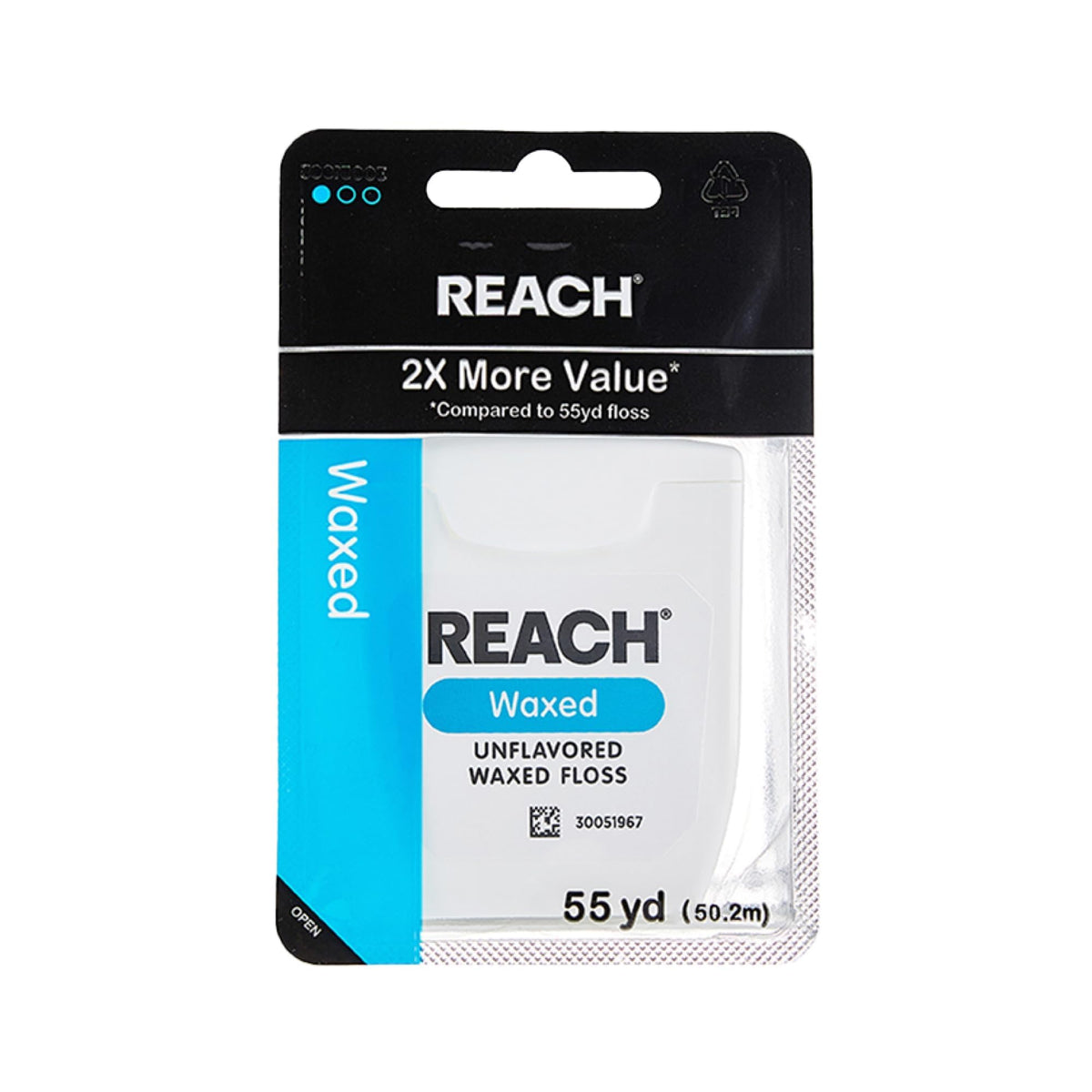 REACH Waxed Dental Floss, Unflavored, Plaque Remover for Teeth, Shred Resistant, Floss Slides Smoothly, Easy to Use, Waxed, Deep Cleaning Teeth, Oral Care, PFAS Free, for Adults & Kids, 6 Pack, 55 yd