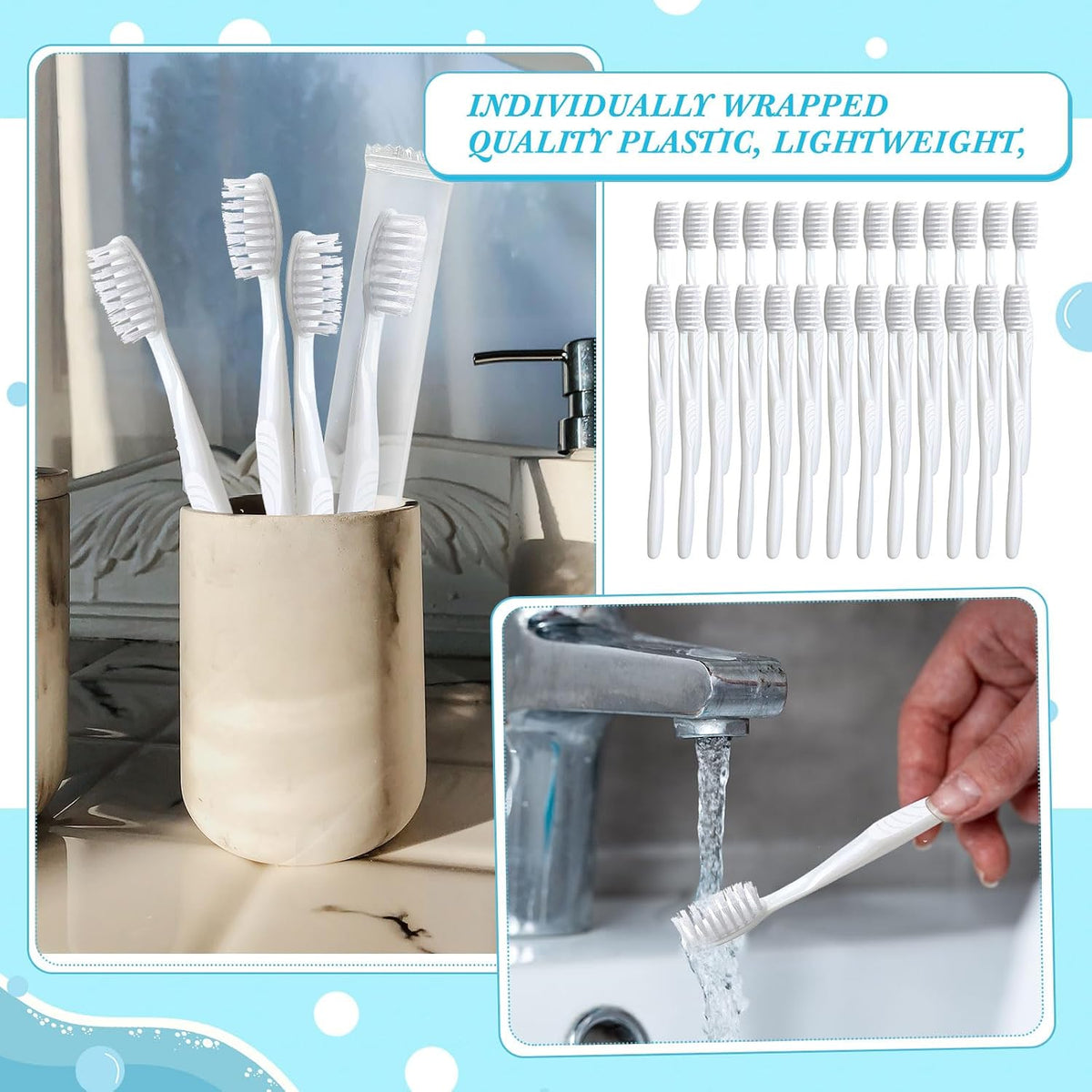 Tessco for you 1000 Pcs Disposable Toothbrushes Bulk Individually, White