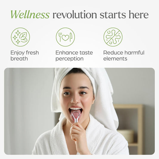 VIVAGO Stainless Steel Tongue Scraper for Adults with Holder